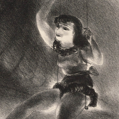 Modern Yasuo Kuniyoshi print of Tight Rope Performer, showing the face of life as characterful wall art