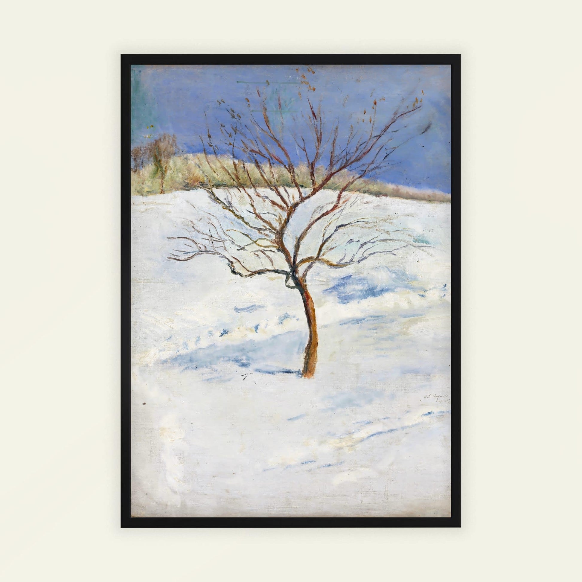 Tree in a Snowy Landscape by August Macke, botanical print, nature decor, German Blue Rider, modernist, vintage poster, framed wall art, art poster