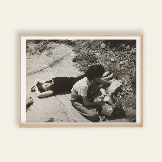 Yasuo Kuniyoshi Two Women on Rock photographic art print, for prints for wall, portrait wall art and modern room decor