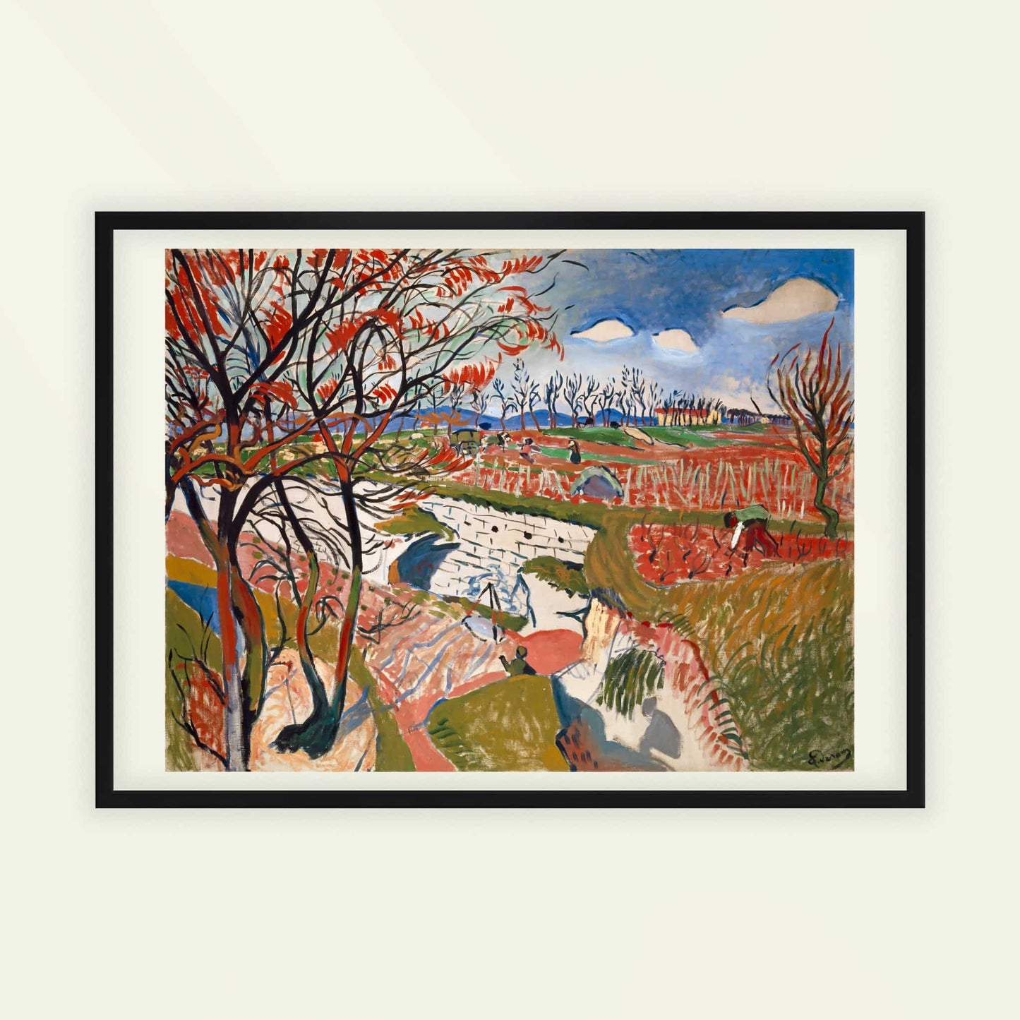 Vineyards in Spring by André Derain, landscape print, home office decor, French modernist, colourful, framed print, framed wall art, art poster