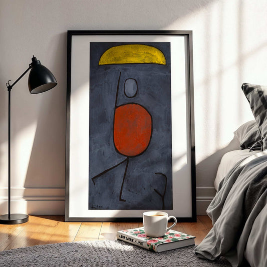 With an Umbrella by Paul Klee, Expressionist print, modernist print, Swiss-German colour, whimsical, art reproduction, framed wall art, art poster