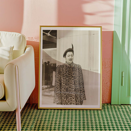 Woman in Leopard Skin Coat Kuniyoshi photo wall art alternate view, as art posters and wall art with modern portrait style and everyday life detail