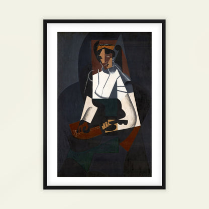 Woman with a Mandolin (after Corot) by Juan Gris, modernist print, portrait print, Spanish geometric, Cubist, art reproduction, framed wall art, art poster