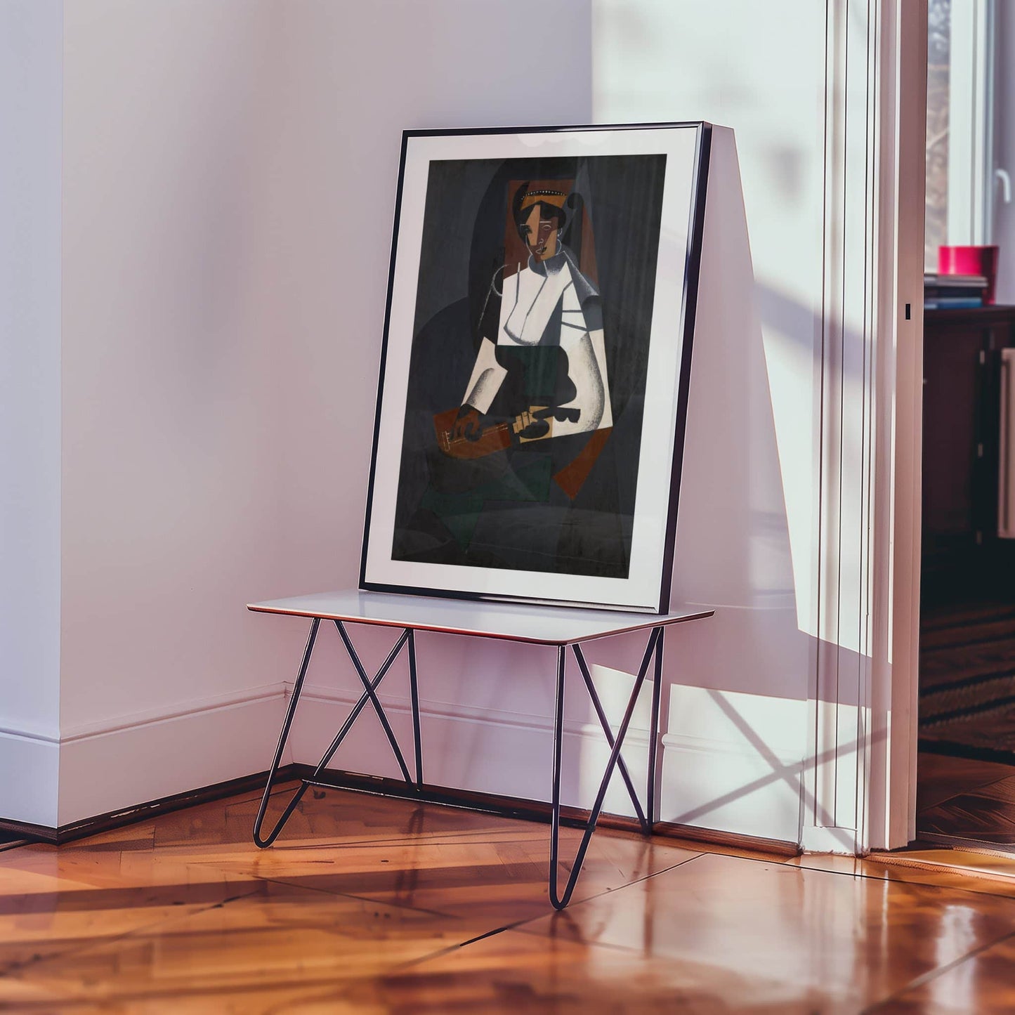 Woman with a Mandolin (after Corot) by Juan Gris, vintage portrait, modern art poster, Spanish modernist, Paris avant-garde, gallery wall decor, framed wall art, art poster