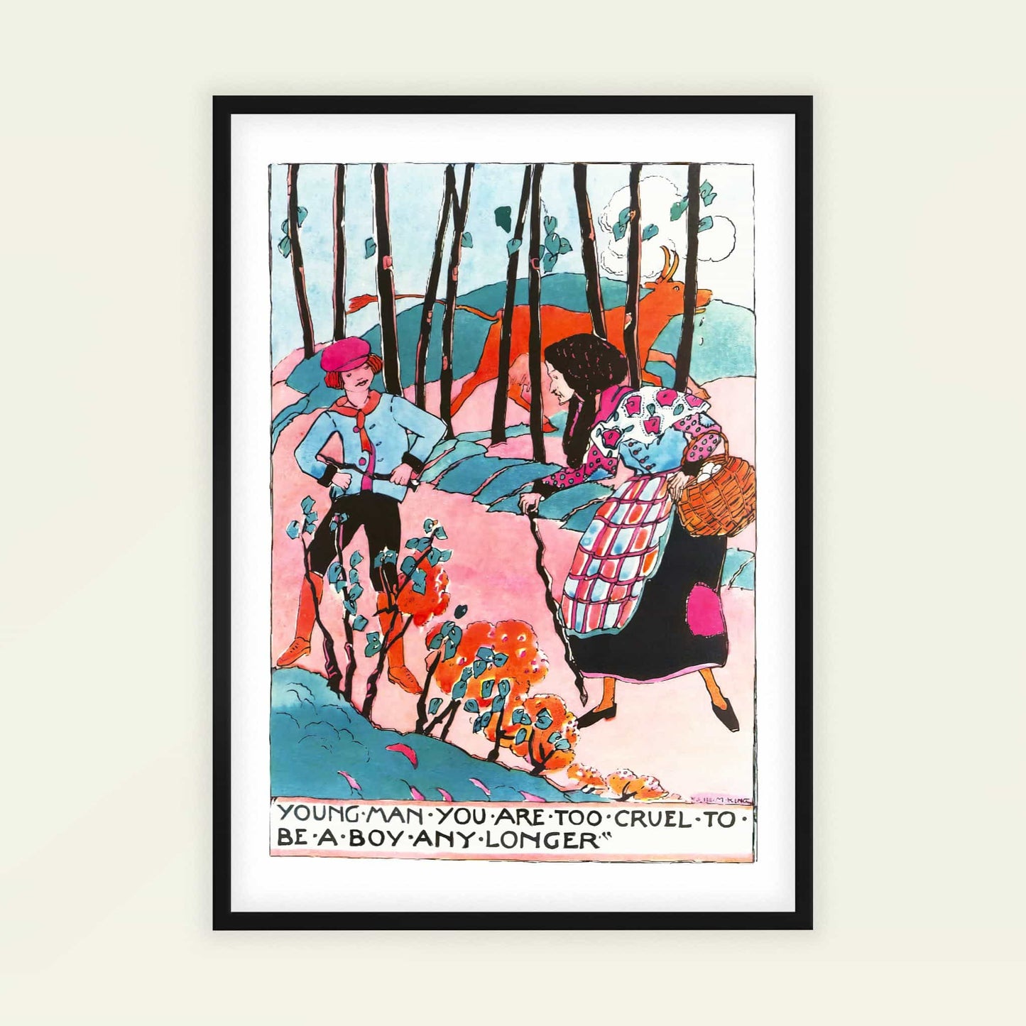 Young man, you are too cruel to be a boy any longer' by Jessie Marion King, decorative wall art, figure wall art, Scottish nursery, fairytale, office wall art, framed wall art, art poster