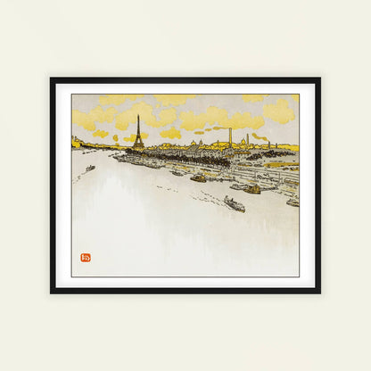 Du Point-du-Jour by Henri Rivière, Eiffel Tower print, landscape print, French Eiffel Tower, lithograph, gallery wall decor, framed wall art, art poster