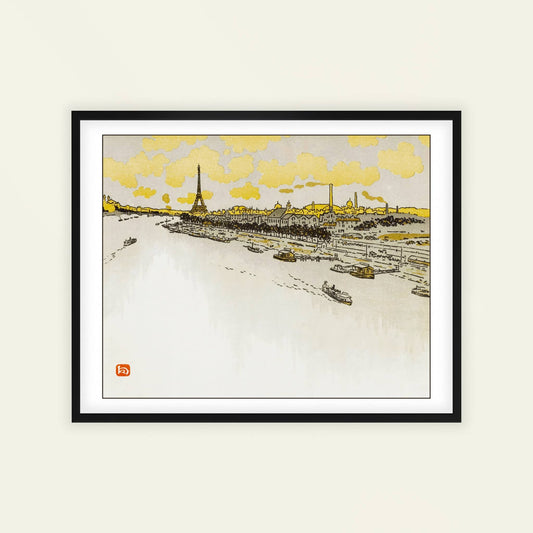 Du Point-du-Jour by Henri Rivière, Eiffel Tower print, landscape print, French Eiffel Tower, lithograph, gallery wall decor, framed wall art, art poster