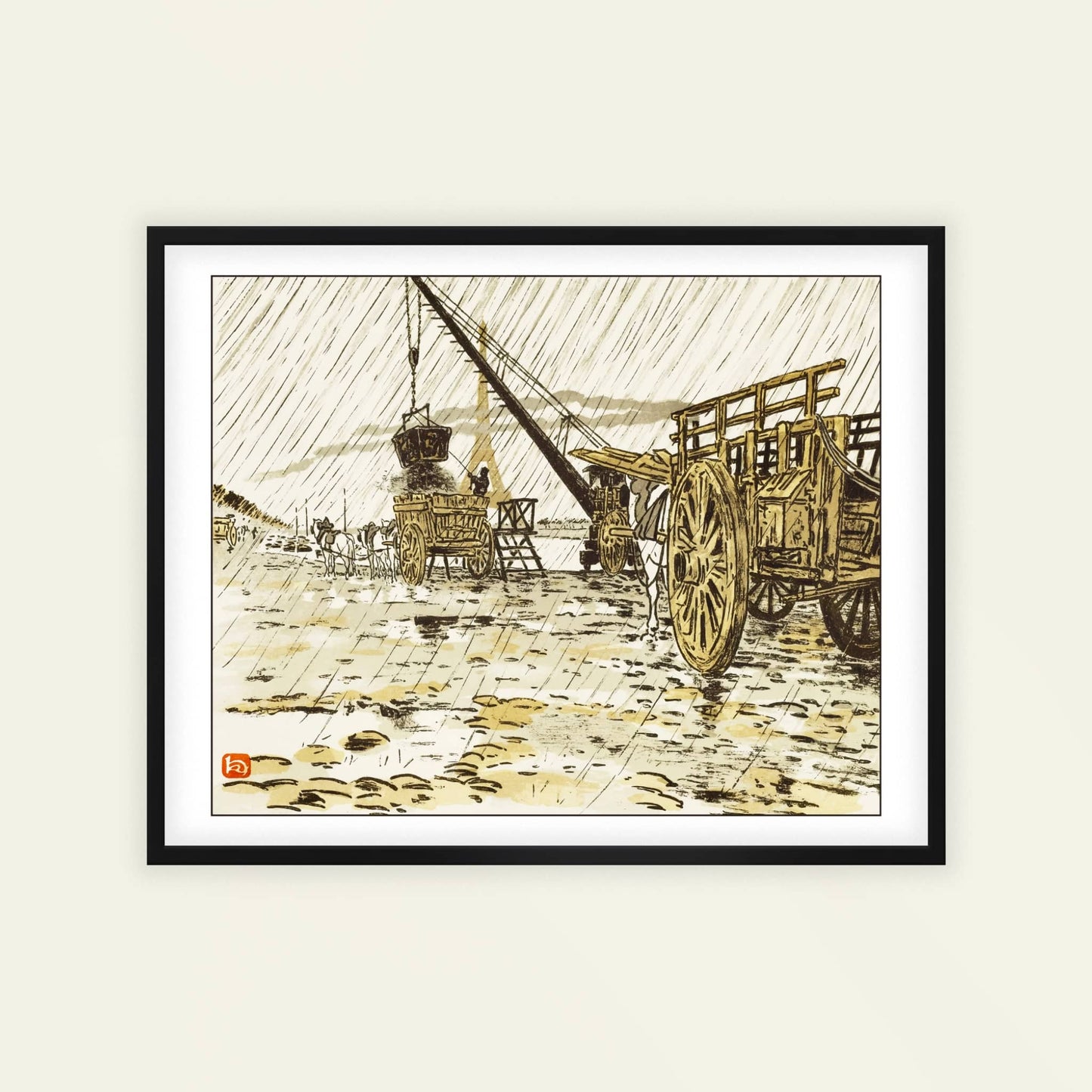 Du Quai de Passy par la Pluie by Henri Rivière, French travel poster, scenic wall art, French vintage travel, Eiffel Tower, affordable wall art, framed wall art, art poster