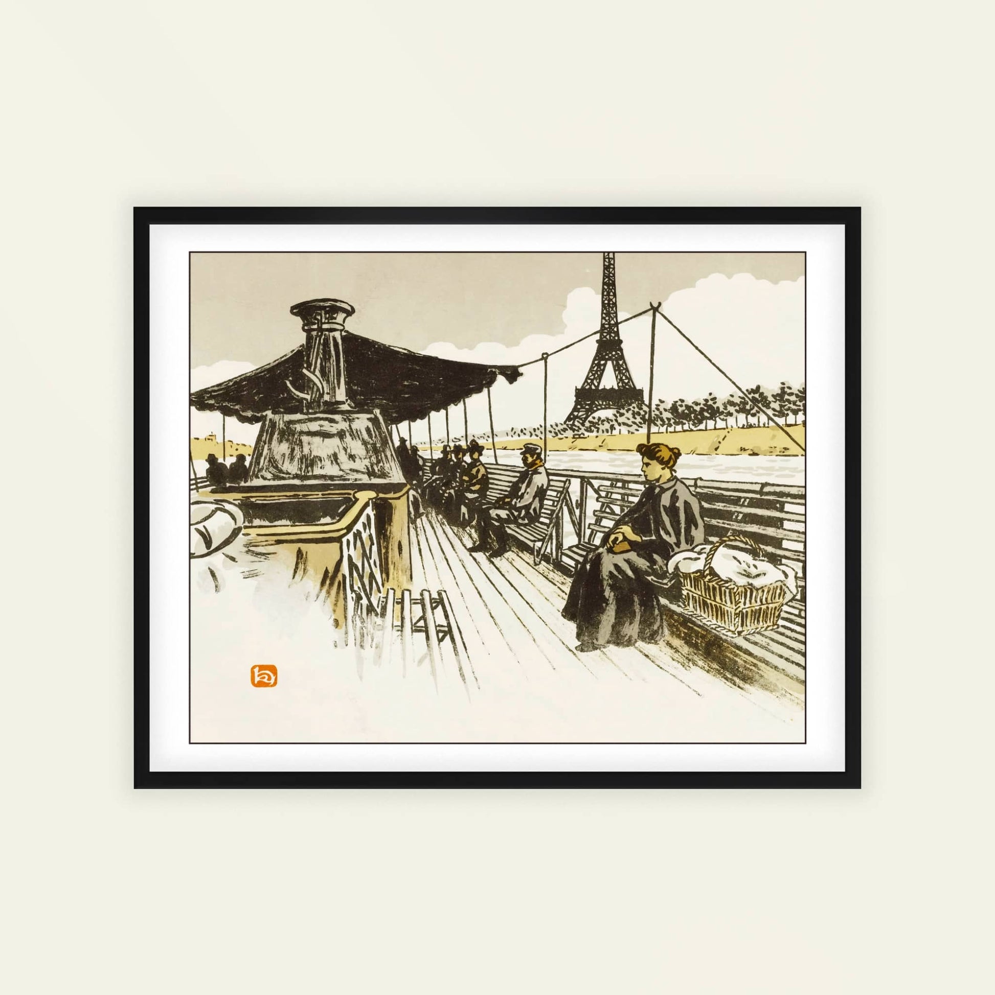 En Bateau-Mouche by Henri Rivière, home office decor, Paris wall art, French lithograph, Paris, office wall art, framed wall art, art poster
