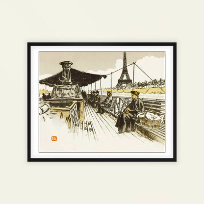 En Bateau-Mouche by Henri Rivière, home office decor, Paris wall art, French lithograph, Paris, office wall art, framed wall art, art poster