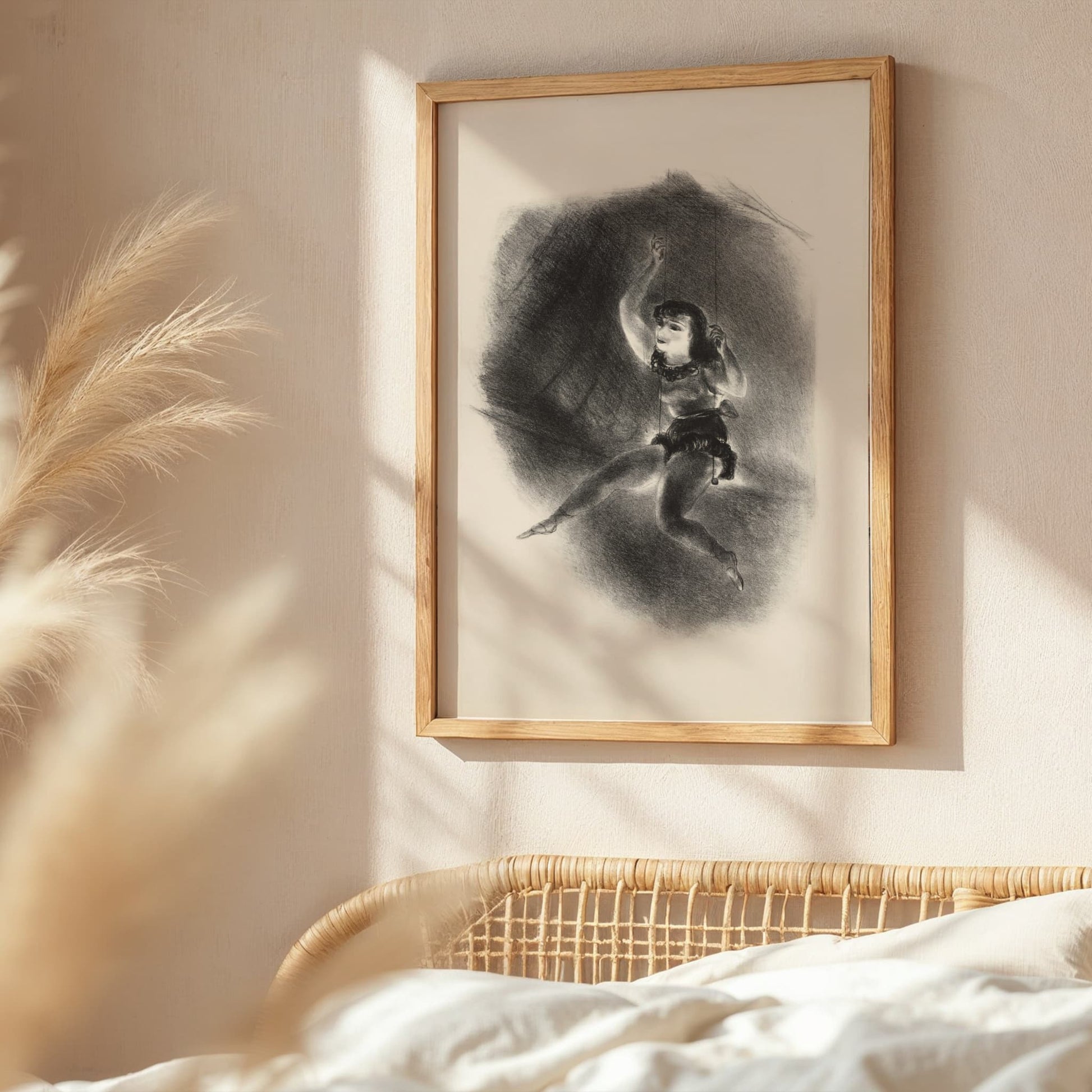 Tight Rope Performer art print inspired by Kuniyoshi, wall art for your home and paintings for room decor