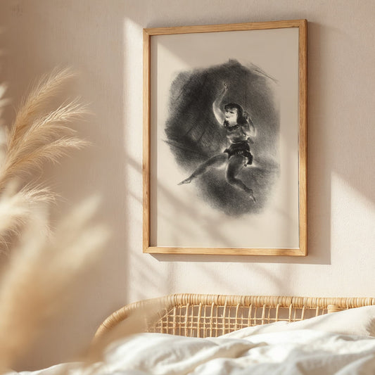 Tight Rope Performer art print inspired by Kuniyoshi, wall art for your home and paintings for room decor