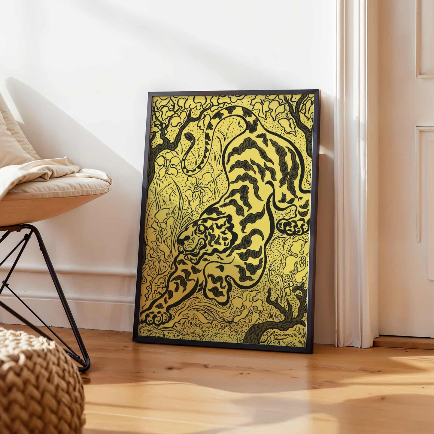 Tiger in the Jungle by Paul Ranson, tropical wall art, Impressionist print, French decorative, vintage French, framed print, framed wall art, art poster