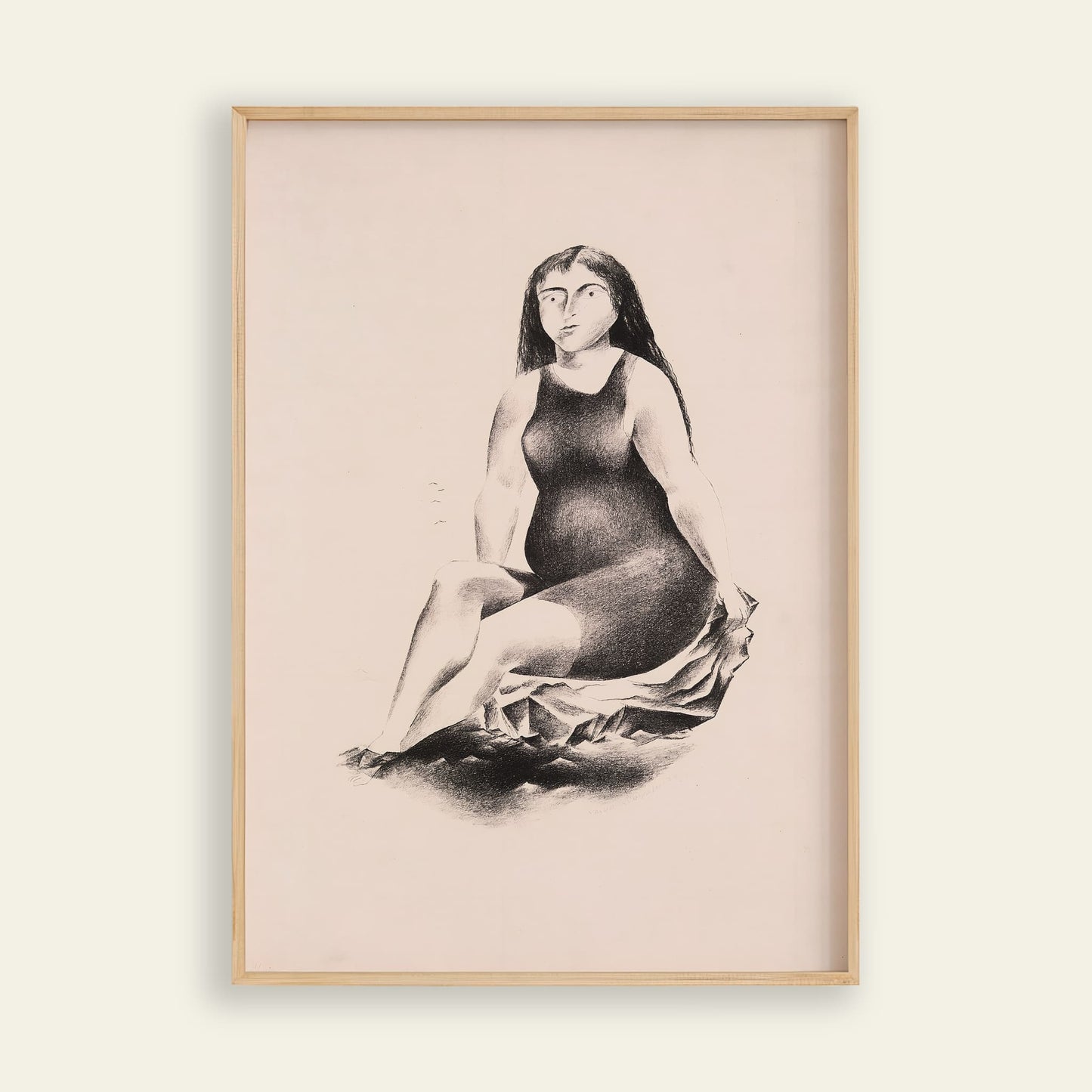 Bather on a Rock by Yasuo Kuniyoshi as an art print for wall art, room decor and prints for wall styling