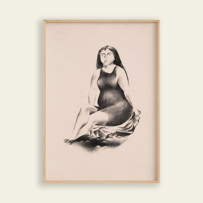 Bather on a Rock by Yasuo Kuniyoshi as an art print for wall art, room decor and prints for wall styling